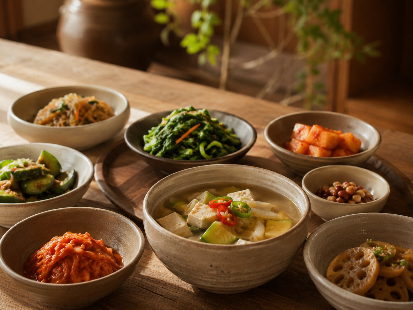 Banchan and Soup at Soop Table, Yeonnam-dong, Hongdae, Seoul